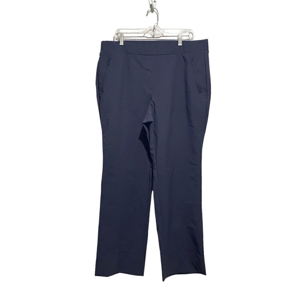 Lane Bryant Women's High Rise Elastic Waistband Straight Pants 18 Navy Blue‎